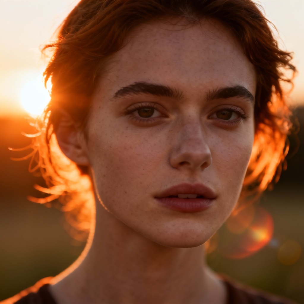 AI golden hour portrait with warm rim light