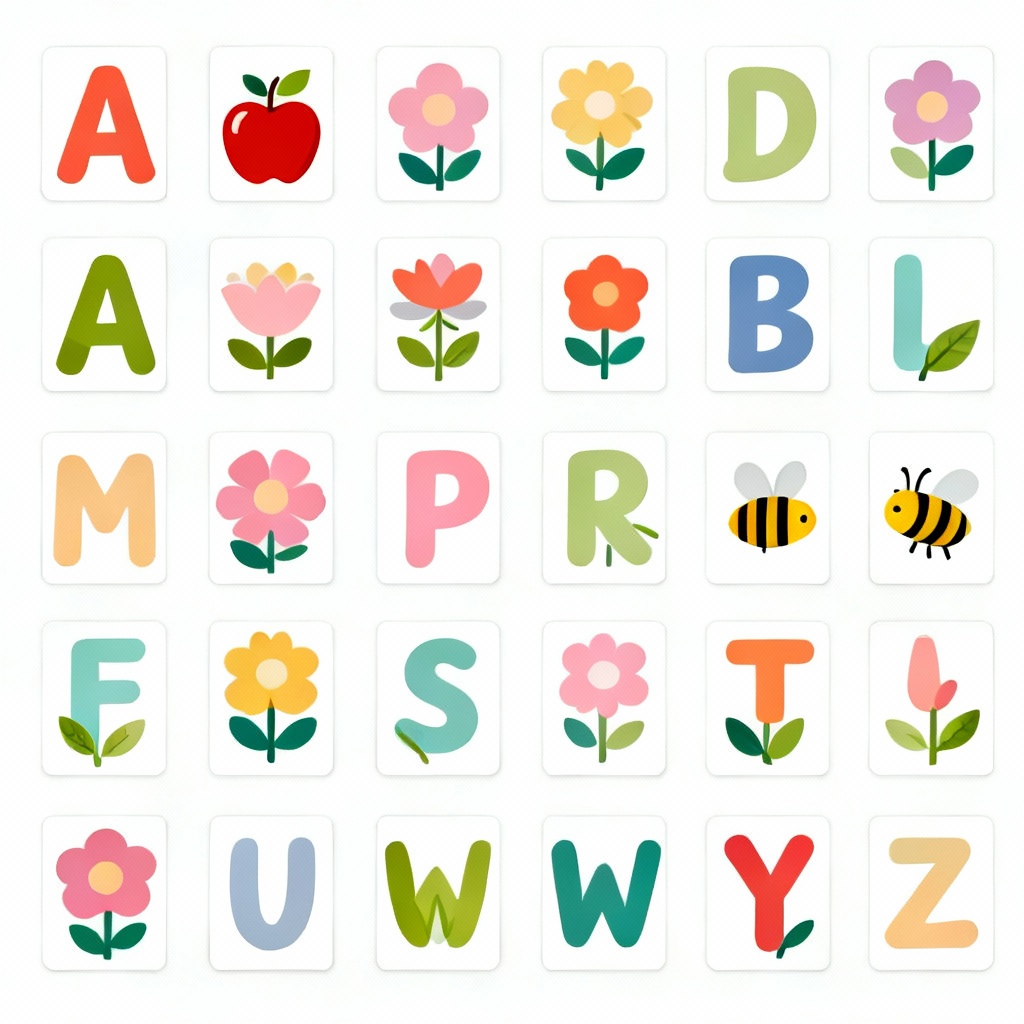AI alphabet garden flashcards