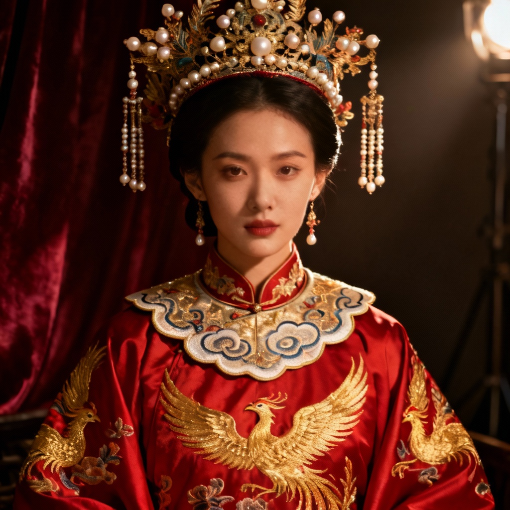 AI Ming Dynasty Hanfu Bride with Phoenix Crown