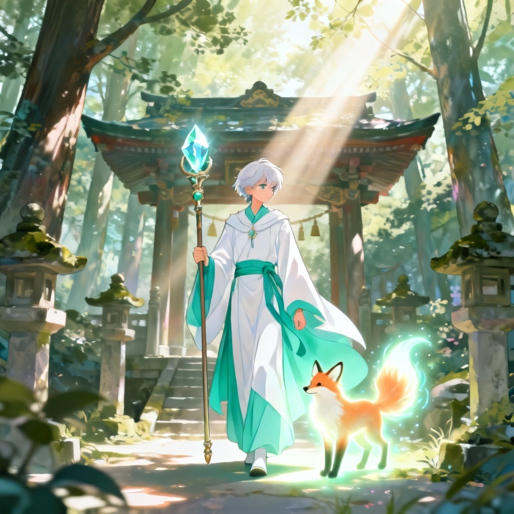 AI isekai healer protagonist with spirit fox