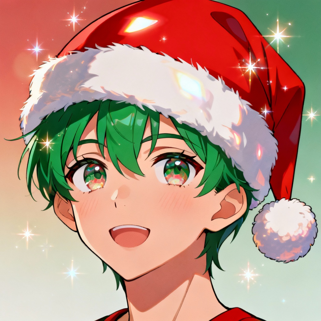 Anime avatar with AI-added Santa hat