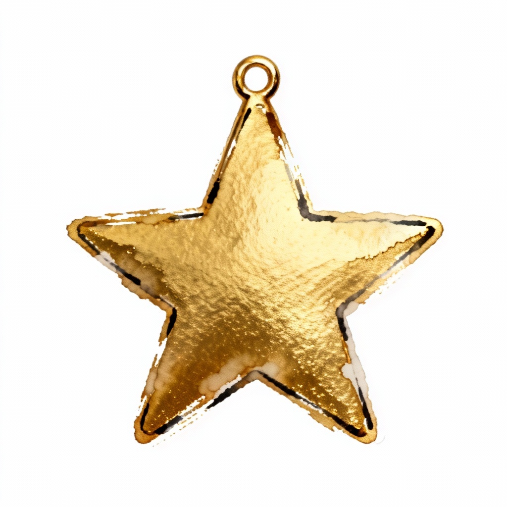 Hand-drawn brush gold star with watercolor texture