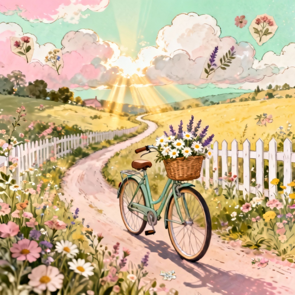 AI Whimsical Cottagecore Bicycle Art