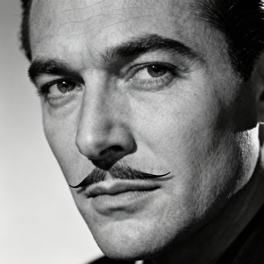 AI pencil moustache vintage portrait