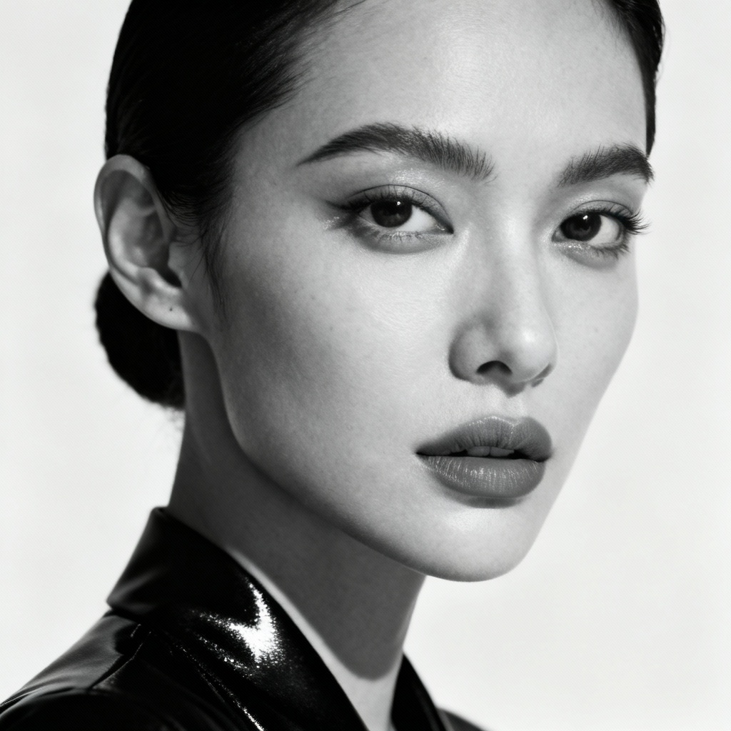 AI black and white fashion editorial studio portrait