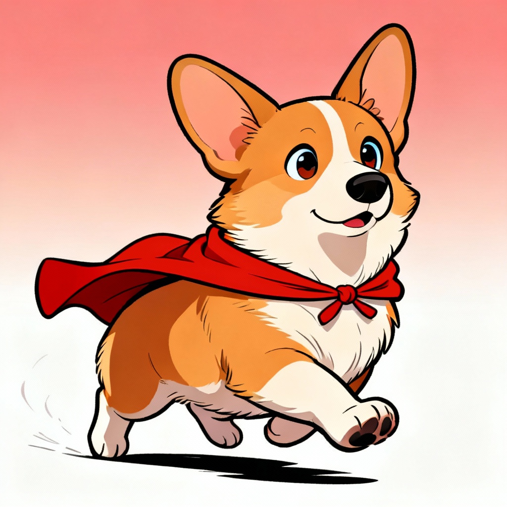 AI cartoon corgi pet portrait with cape