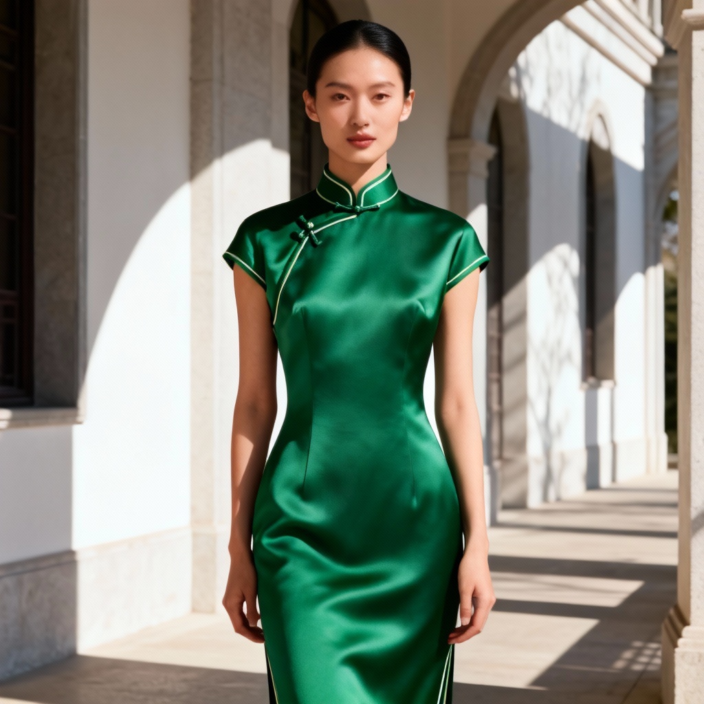 Modern cheongsam with mandarin collar