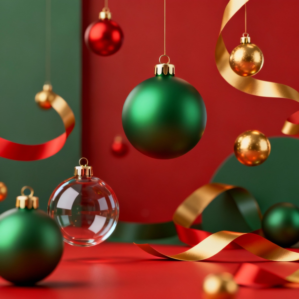 AI abstract Christmas ornaments 4K wallpaper