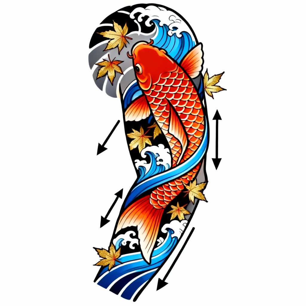 AI Japanese koi half sleeve tatoo concept