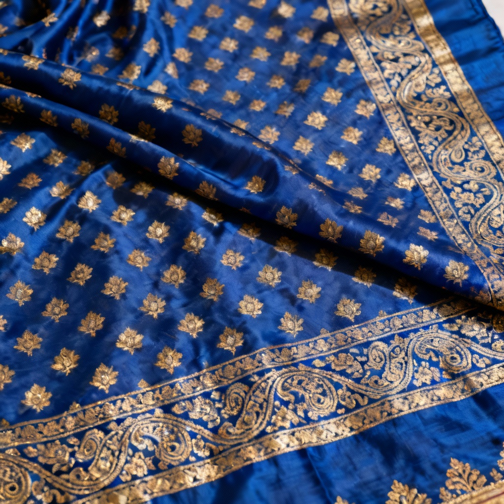 AI Banarasi silk saree pattern with gold zari