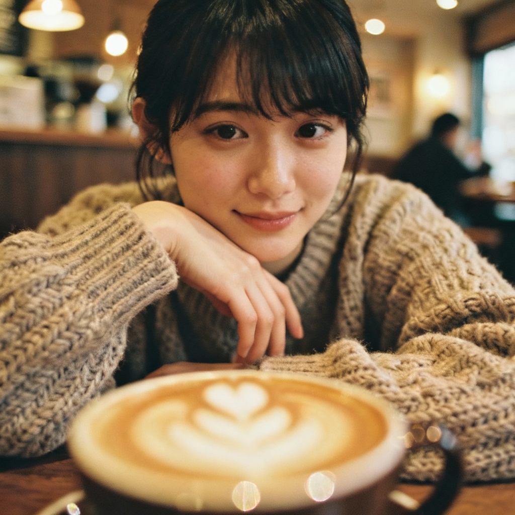 AI Shinozaki Style Cozy Cafe Portrait