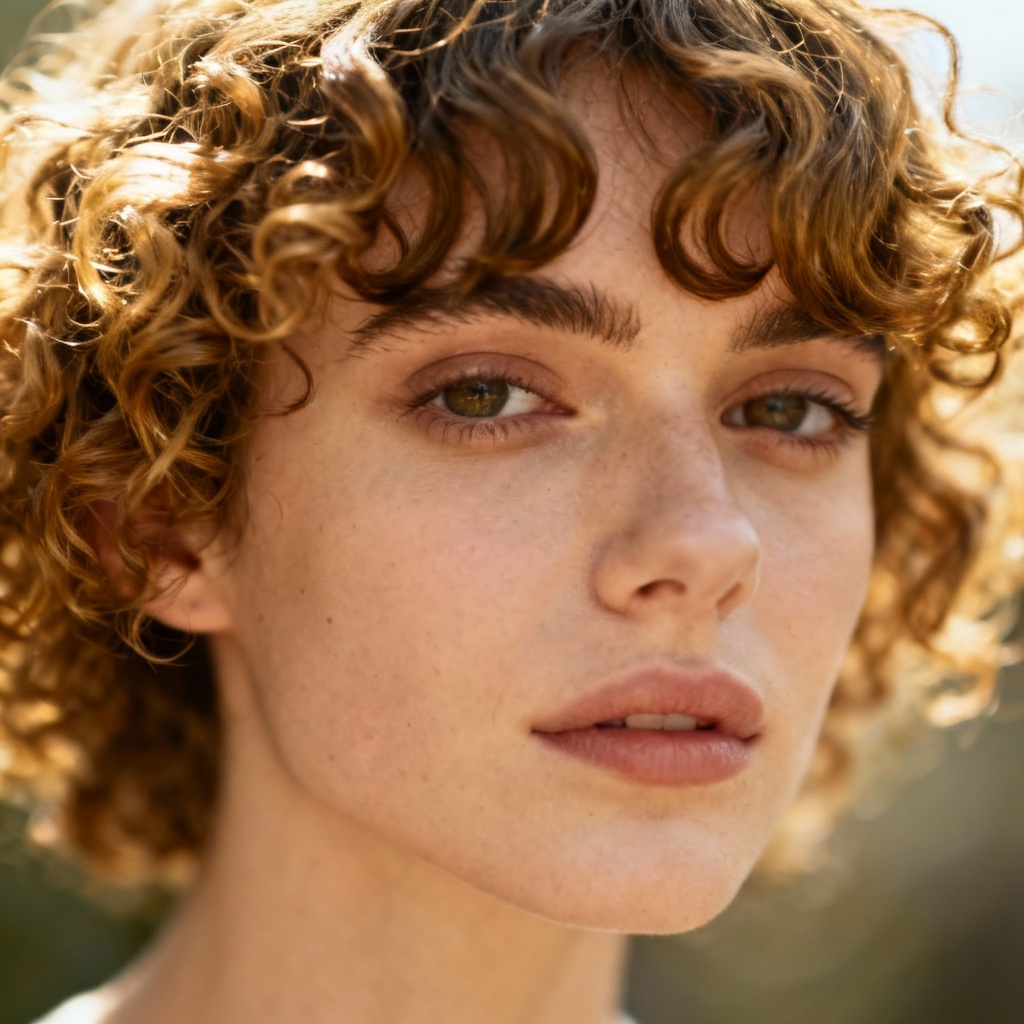 AI curly hair with face framing bangs