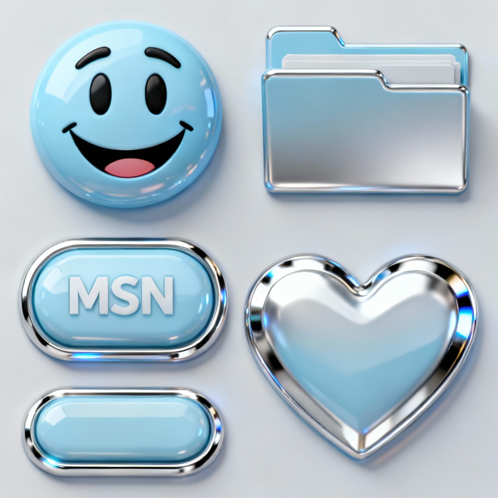 AI Y2K kawaii skeuomorphic web icons