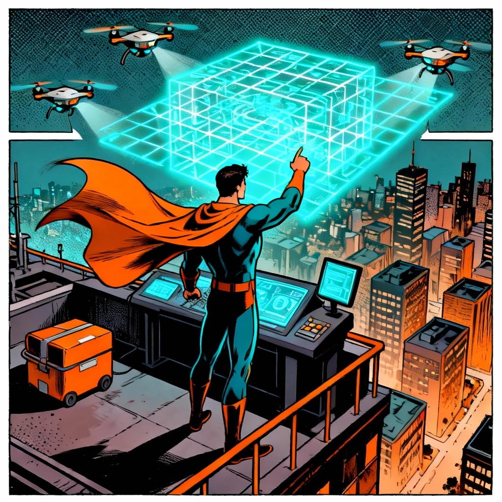 AI logistics hero controlling drones