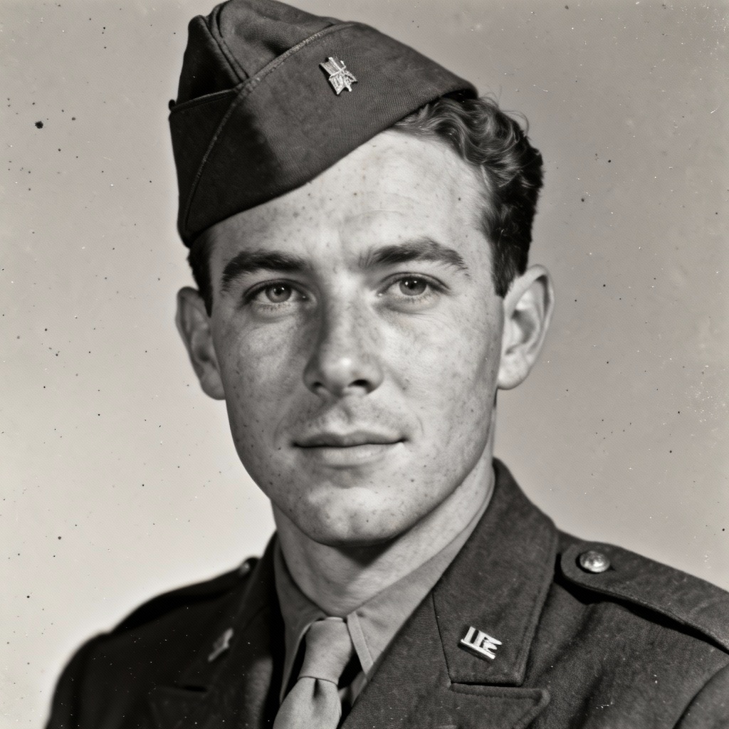 AI colorized old military portrait with dust removal