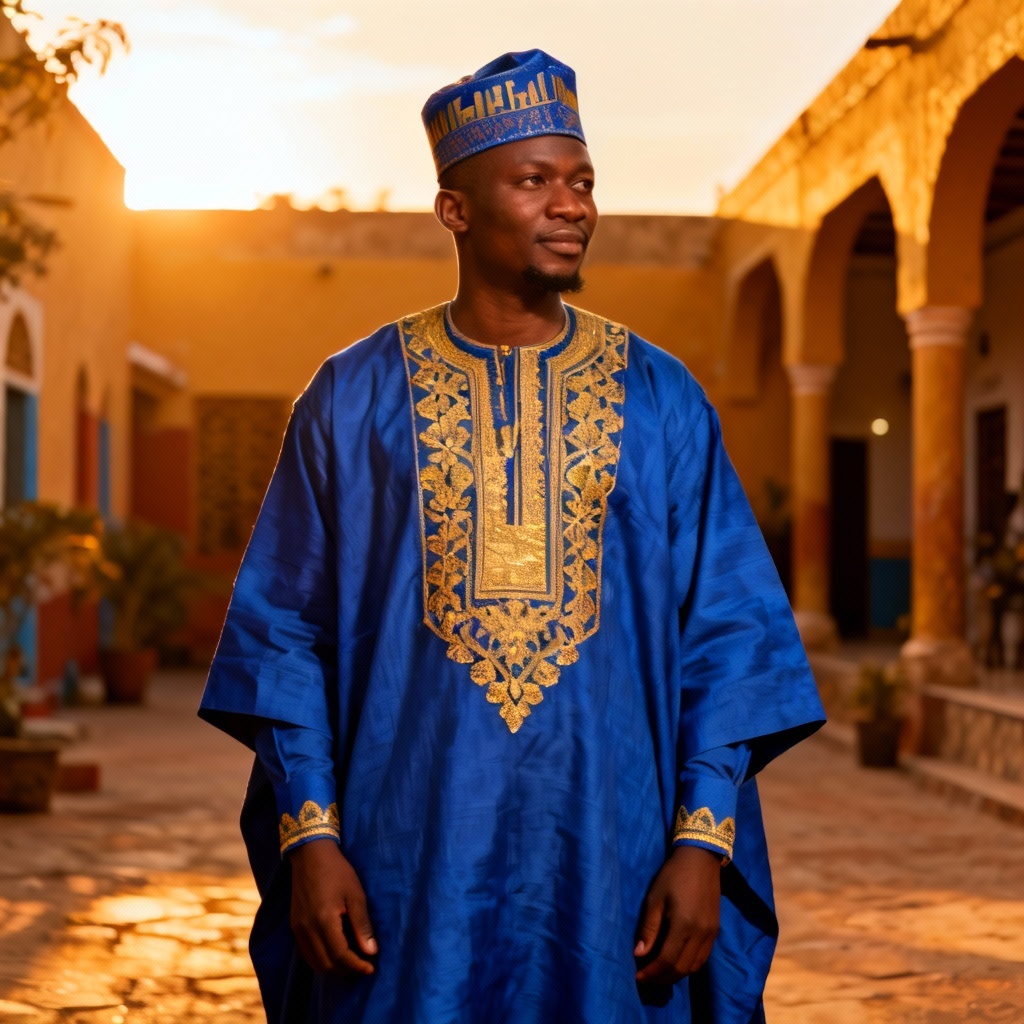 AI agbada traditional attire in golden light
