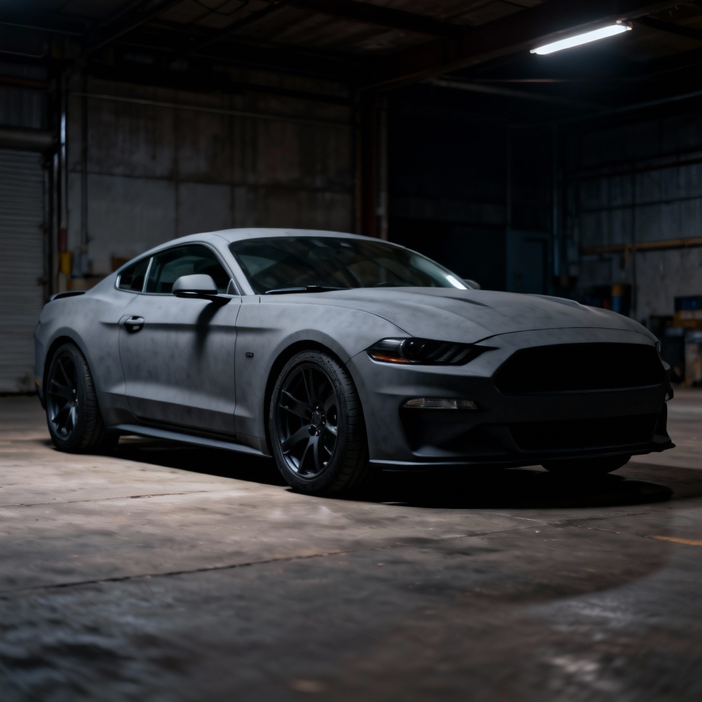 Matte gray coupe wrap visualization with realistic diffuse highlights