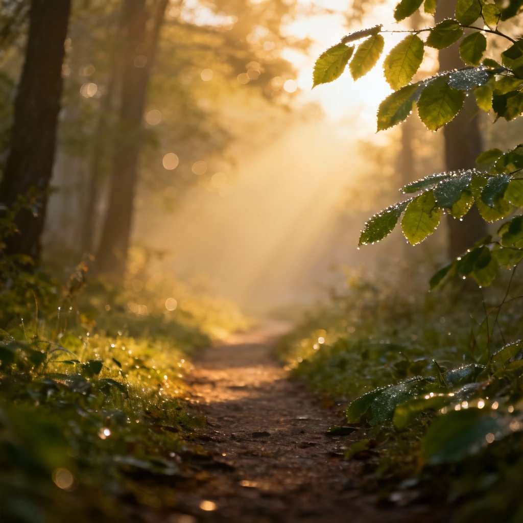 AI zen nature path with morning mist