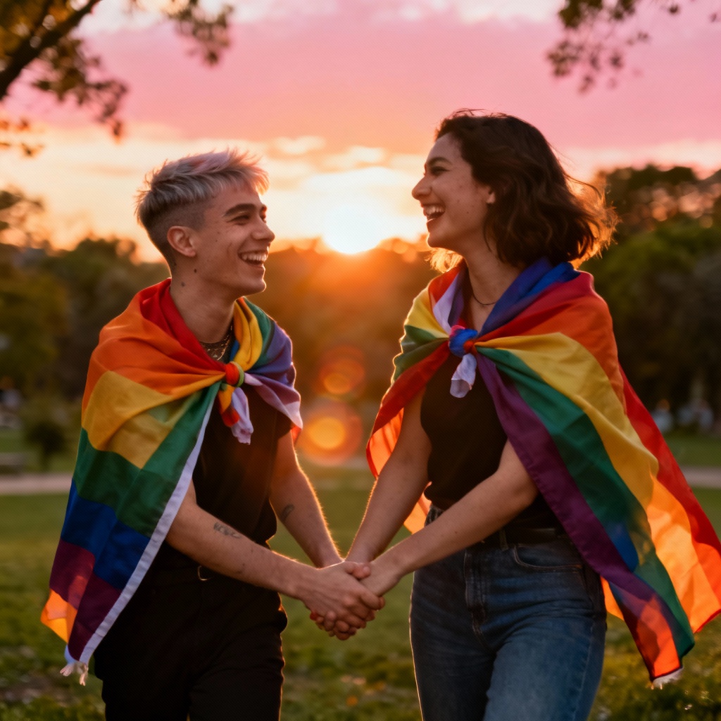 AI trans couple inclusive lifestyle portrait