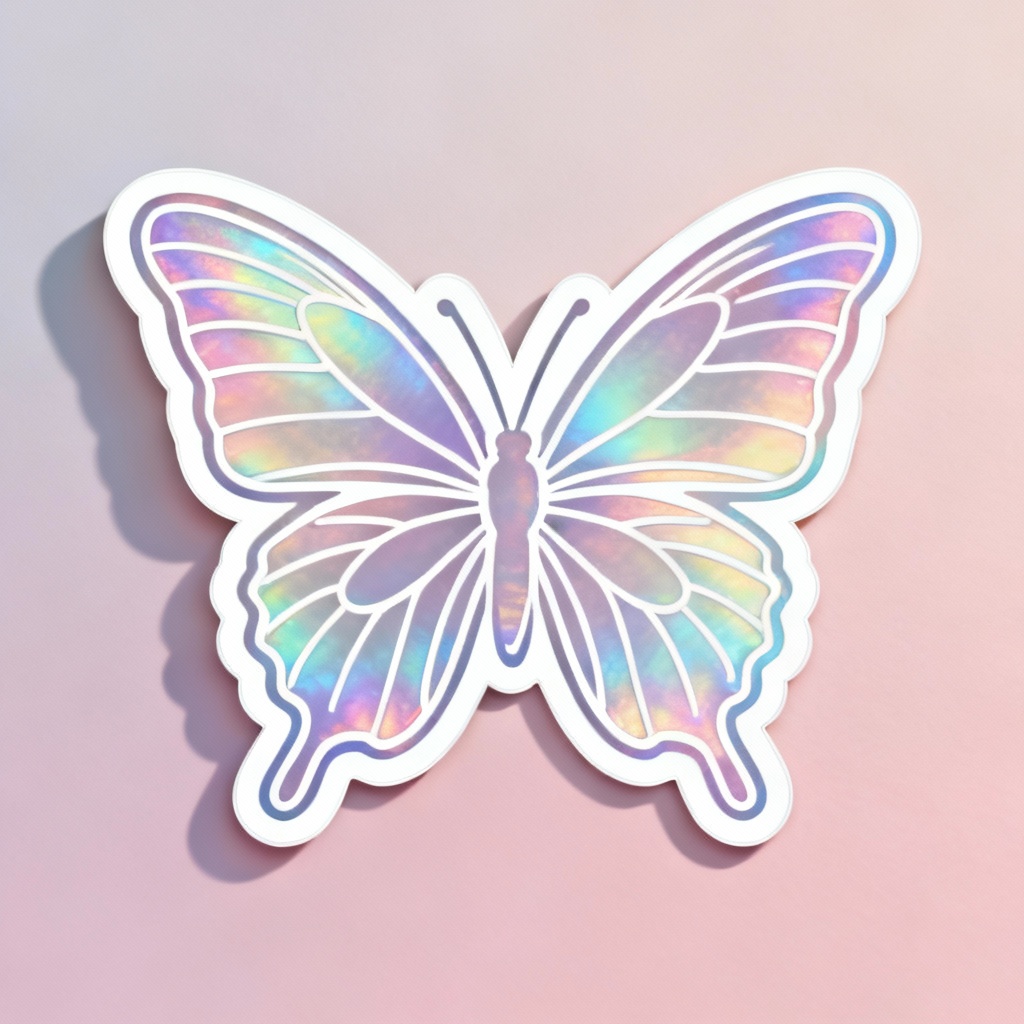 AI holographic butterfly sticker