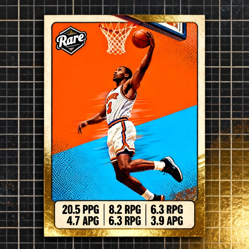 AI retro trading card with 90s basketball design