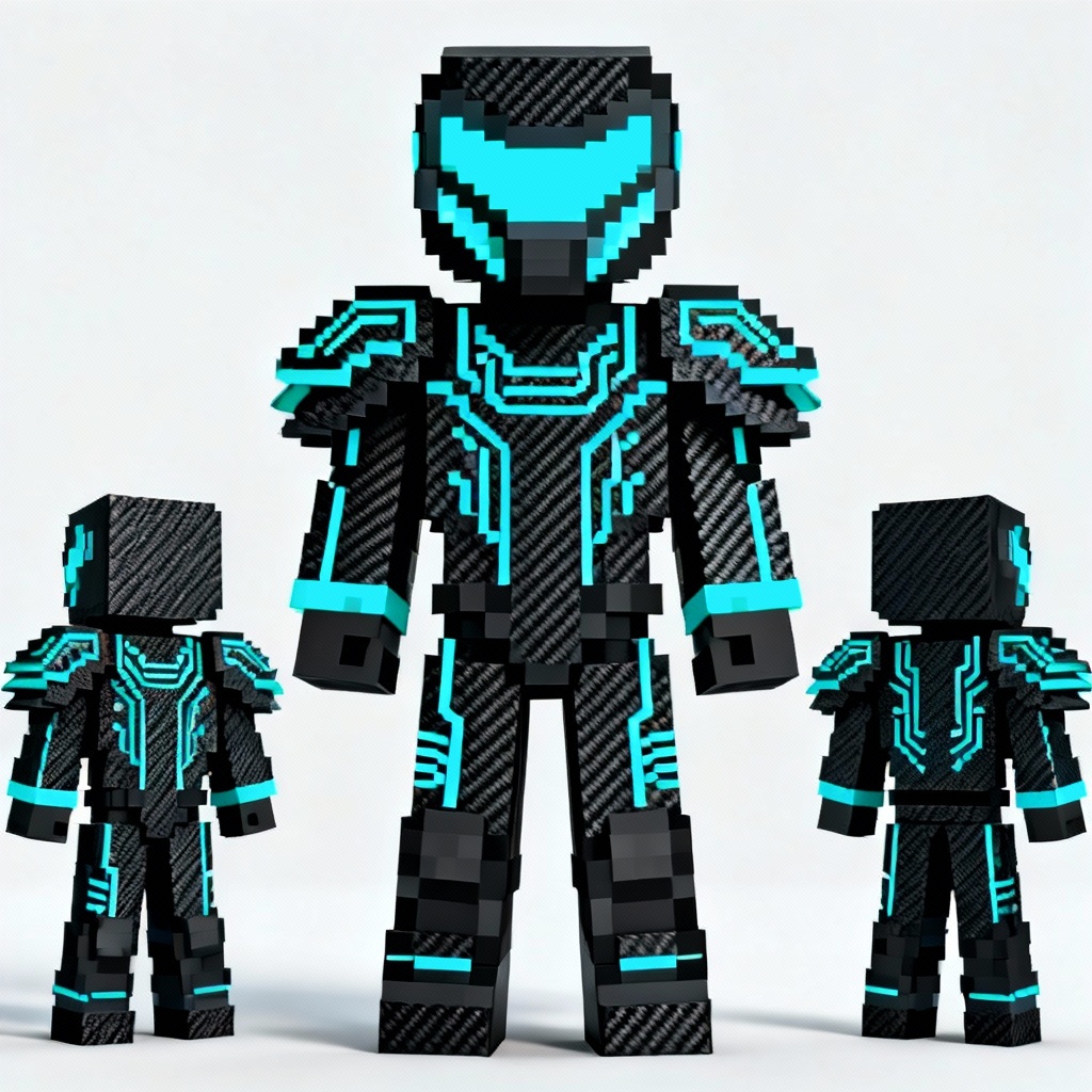 AI Minecraft Skin Neon Cyber Knight