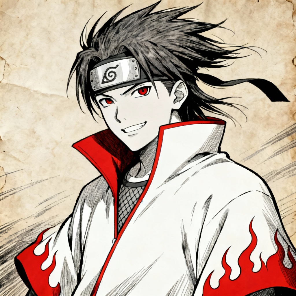 AI Naruto style Hokage cloak character portrait