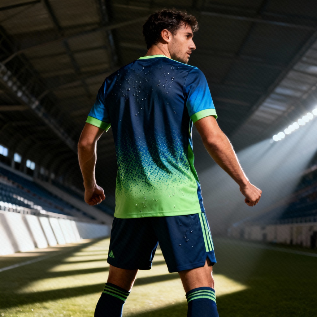 AI soccer team uniform mockup with jersey and shorts