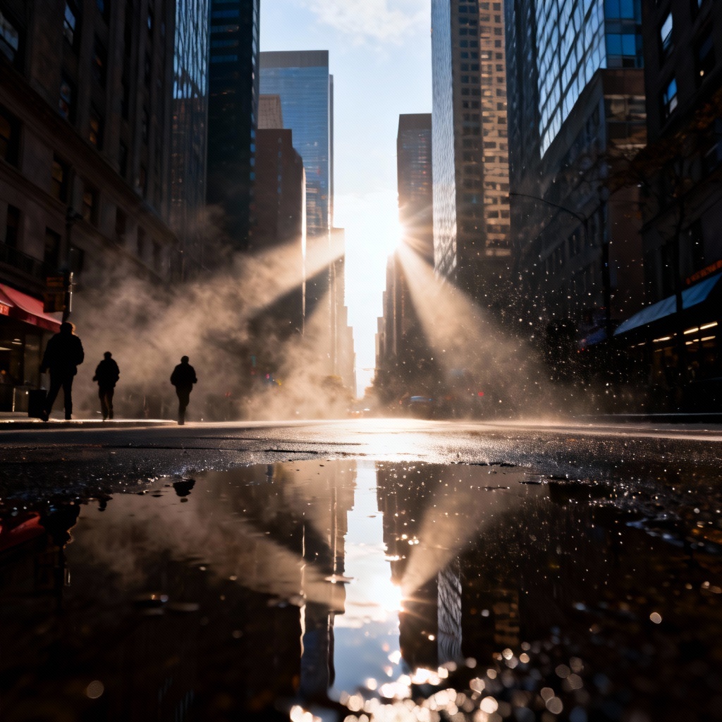 AI sunbeams in urban street