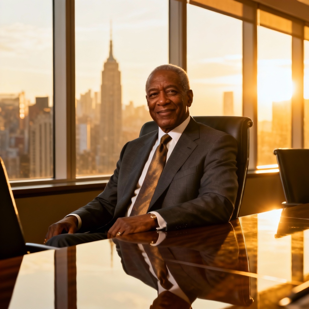 AI executive office man in boardroom portrait