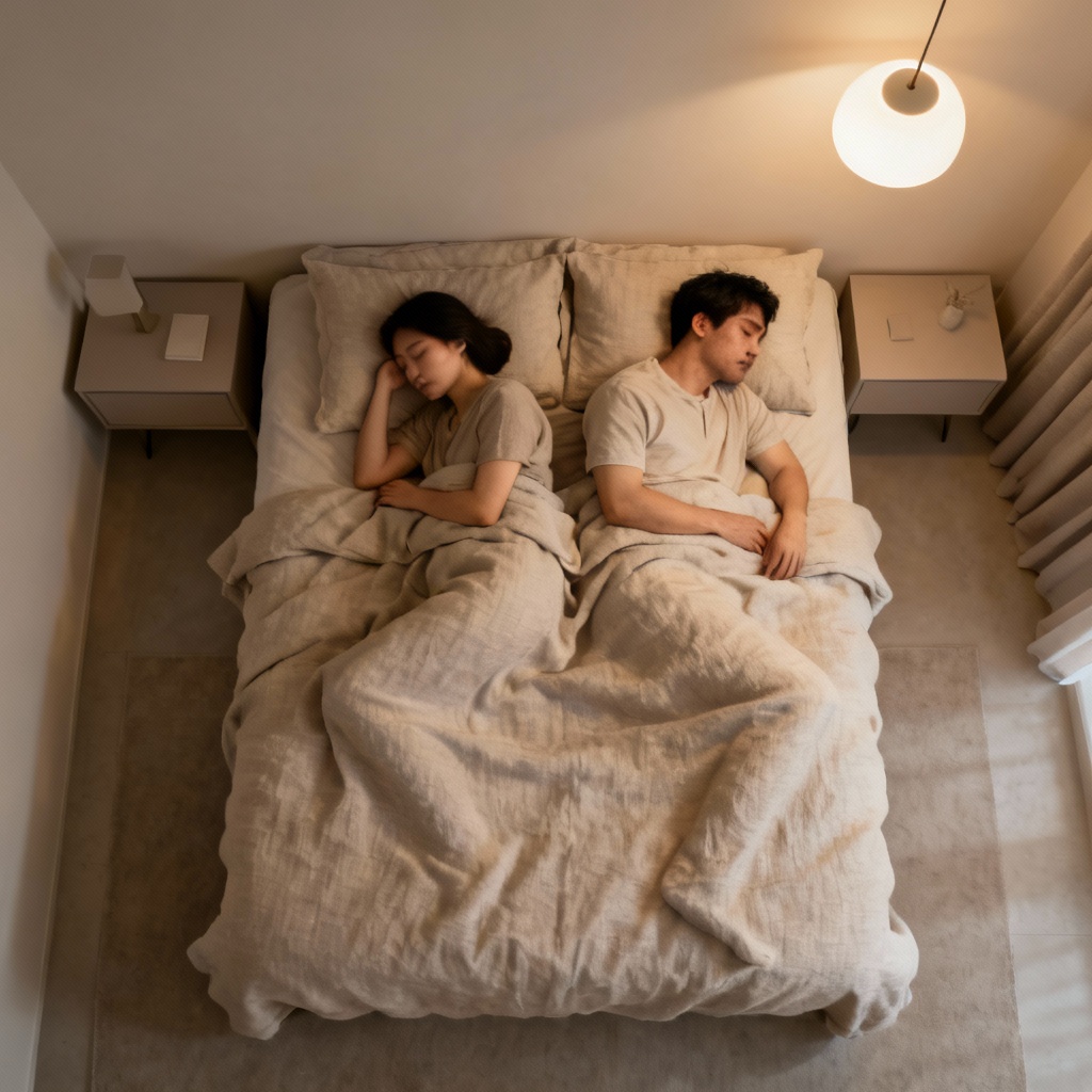 AI Minimalist Bedroom Sleeping Couple