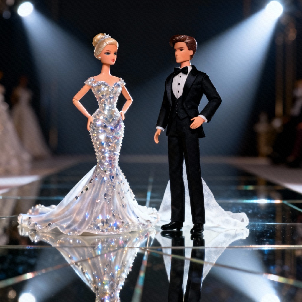 AI glamorous black-tie wedding dolls