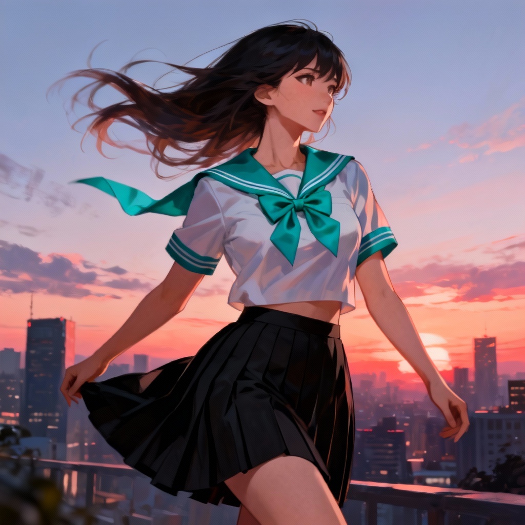 AI anime concept adult character in JK uniform