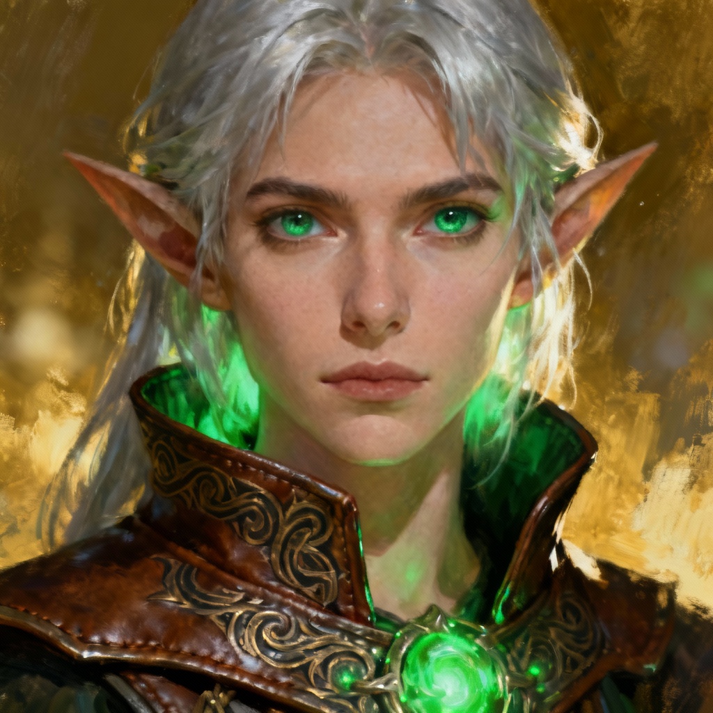 Fantasy elf gaming avatar with silver hair