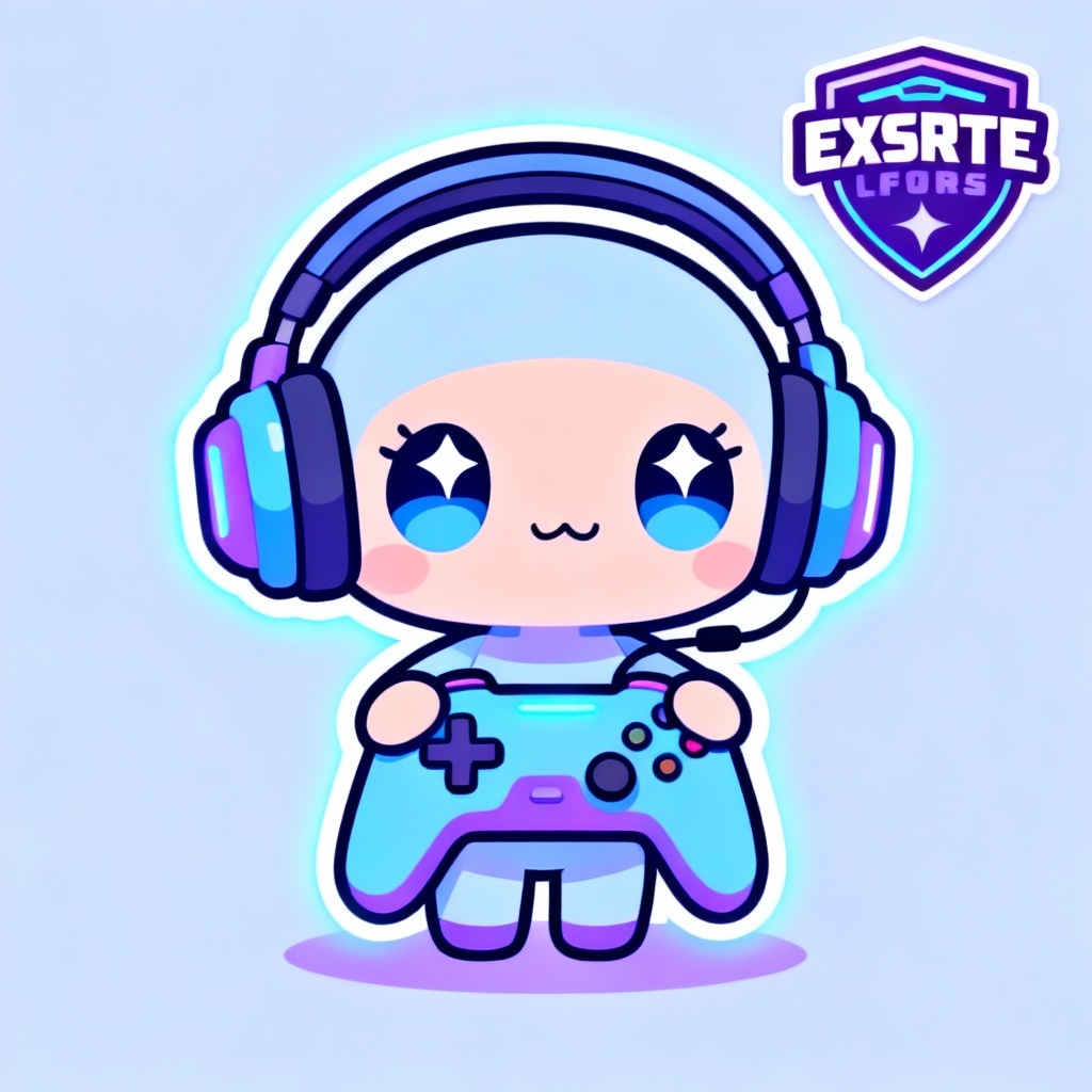 AI chibi gamer mascot logo design