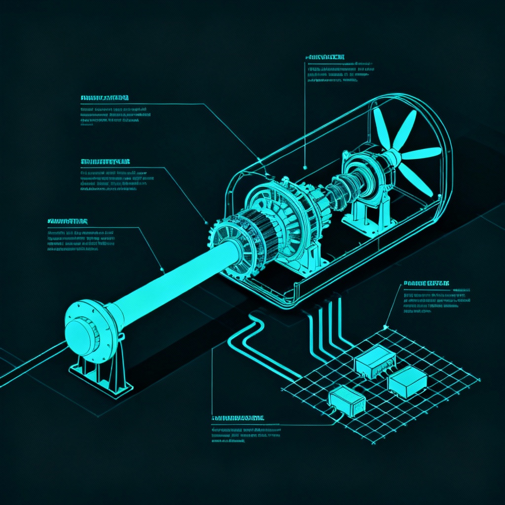AI wind turbine generator isometric diagram