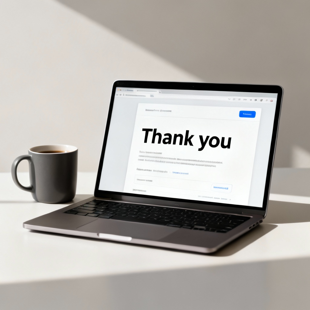 AI Professional Thank You Email Interface on laptop