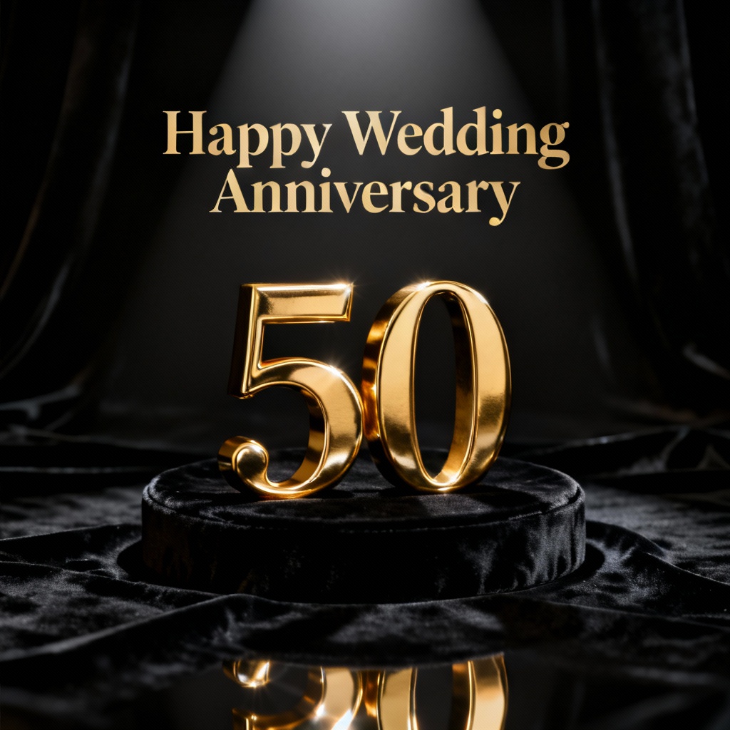 AI luxury 50th golden anniversary invitation
