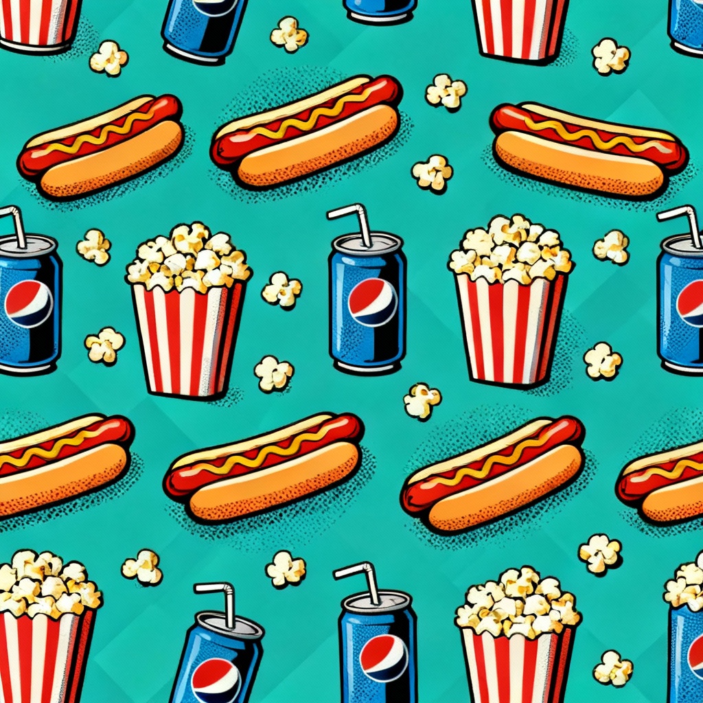 AI retro pop snack seamless pattern
