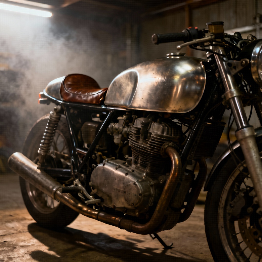 AI retro cafe racer motorcycle concept