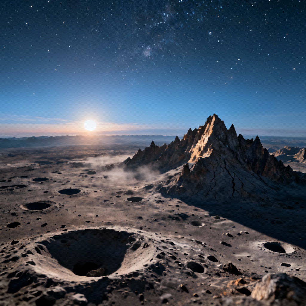 AI lunar generator moonscape preview with detailed craters and starry sky