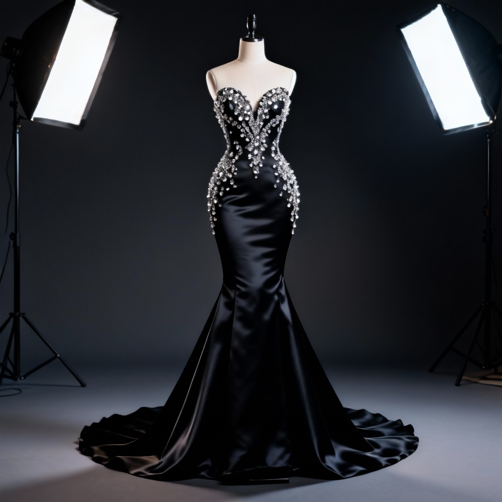 AI Couture Evening Dress On Mannequin