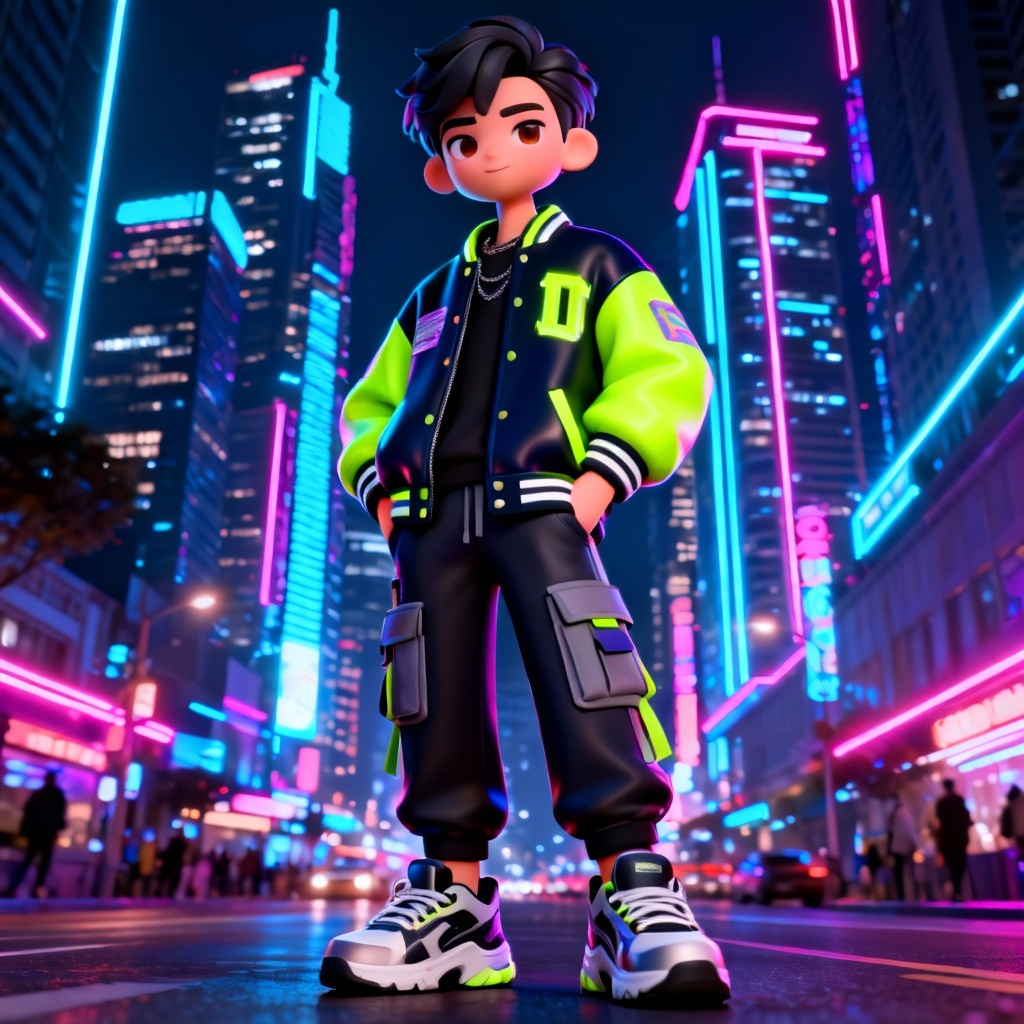 AI Zepeto-style K-pop street star avatar pose