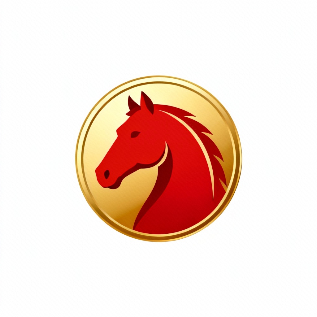 AI minimalist red horse fortune logo design