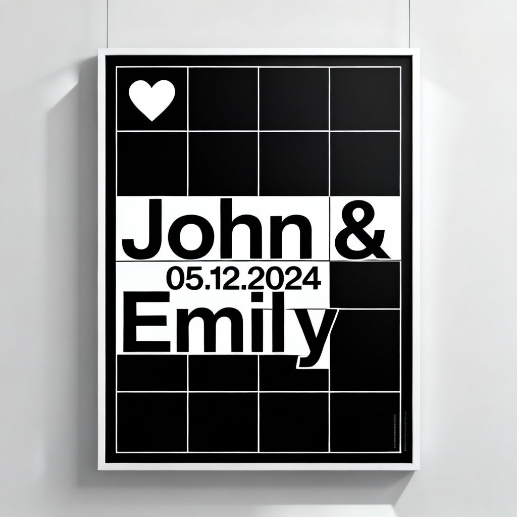 AI minimal black and white anniversary typography poster