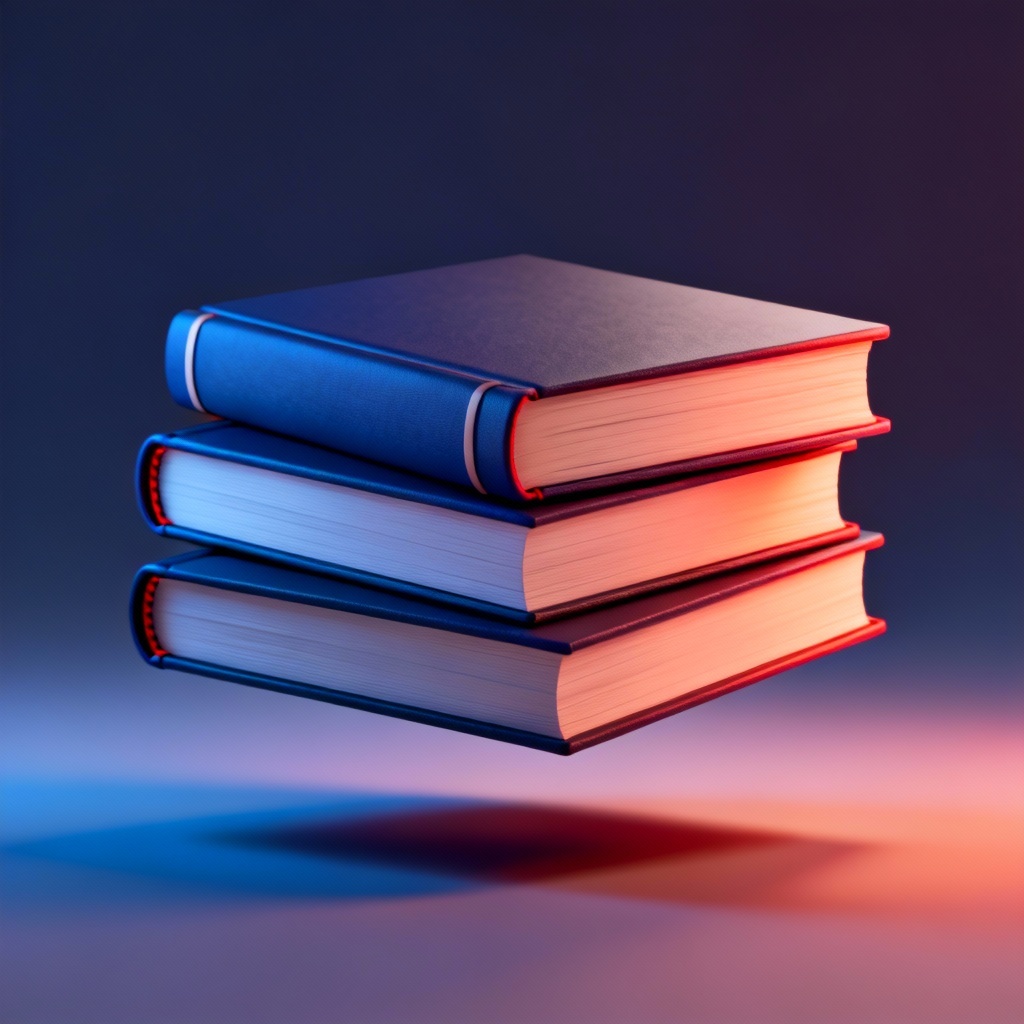 Paperback book stack mockup floating with depth and shadows