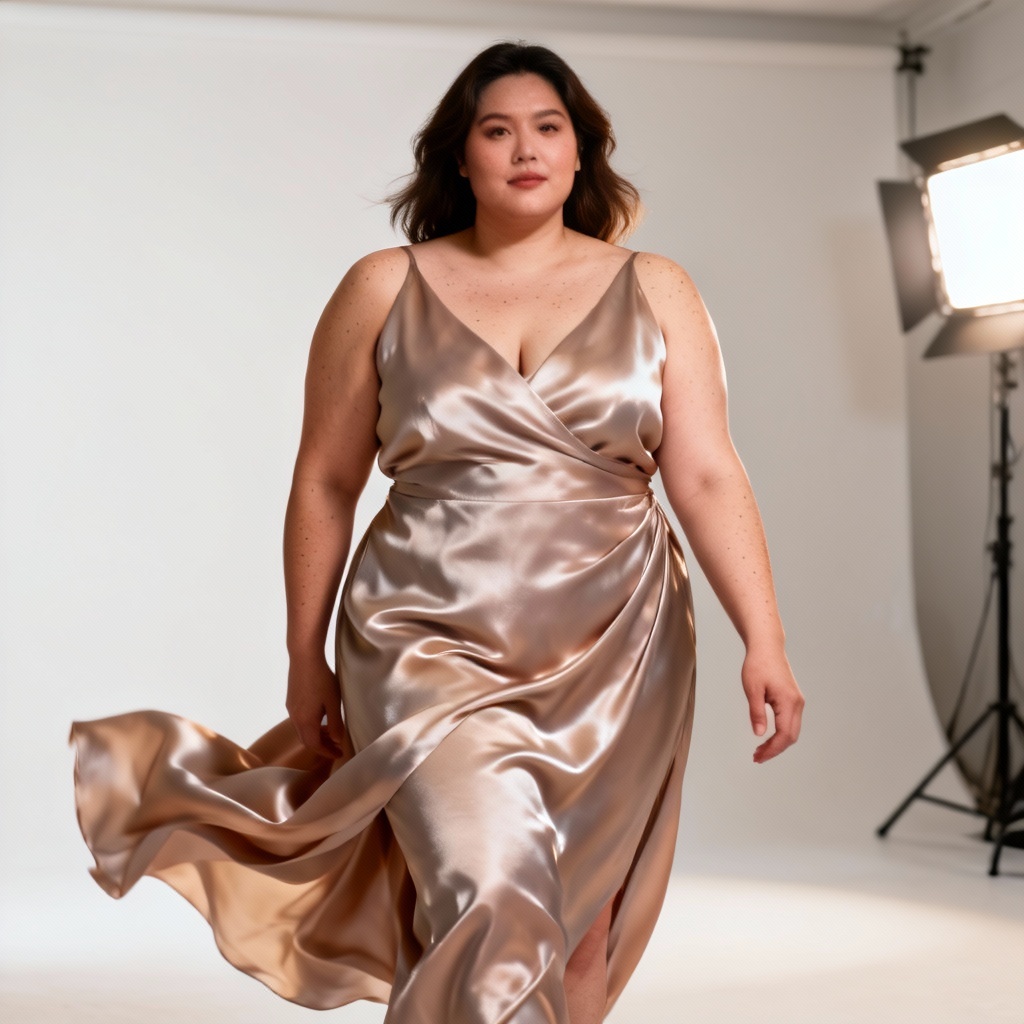 AI plus-size full body editorial