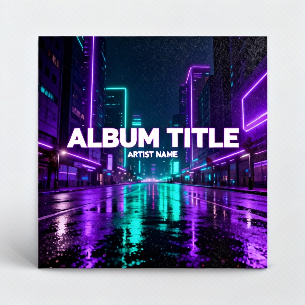 AI generated neon mixtape album cover with bold typography