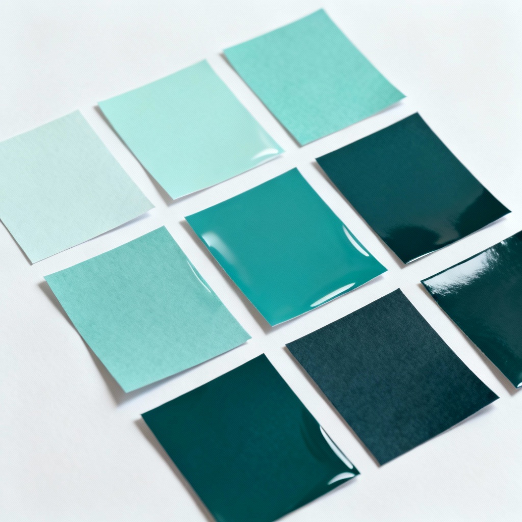 AI teal color palette cards from light seafoam to dark teal