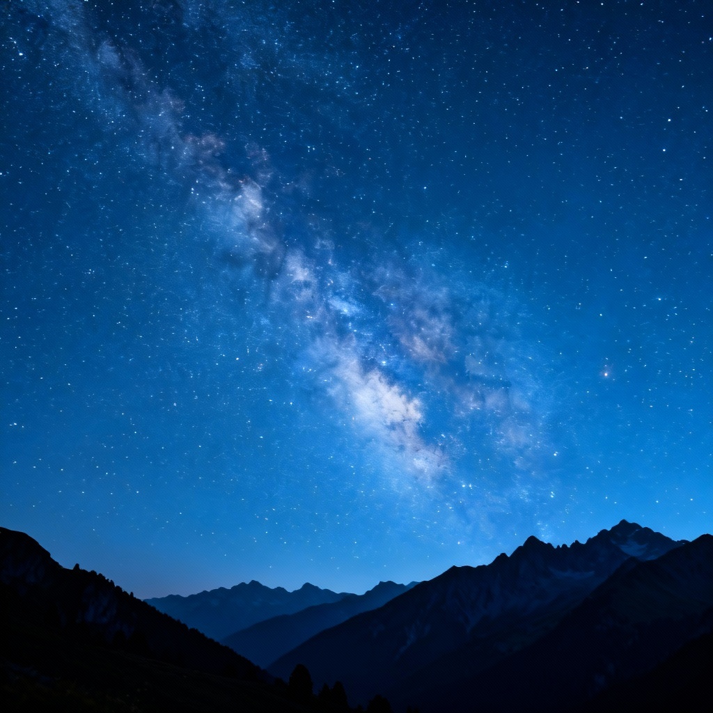 Pristine Milky Way night sky above alpine silhouettes